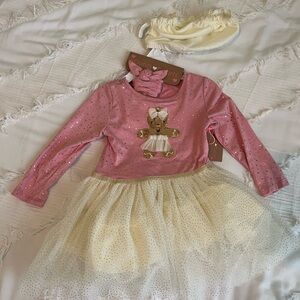 Girl’s Pink Holiday Dress with Cream Tulle